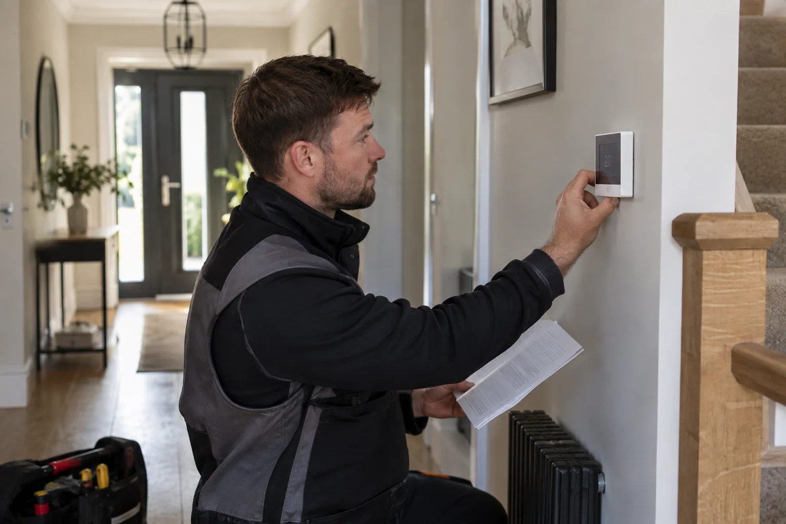 Underfloor heating thermostat replacement work